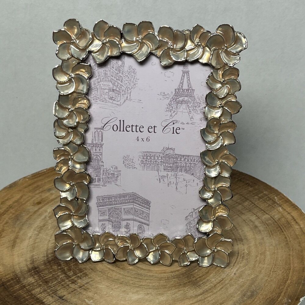 Collette Et Cie Enamel Flower Elegant 4x6 Picture Frame